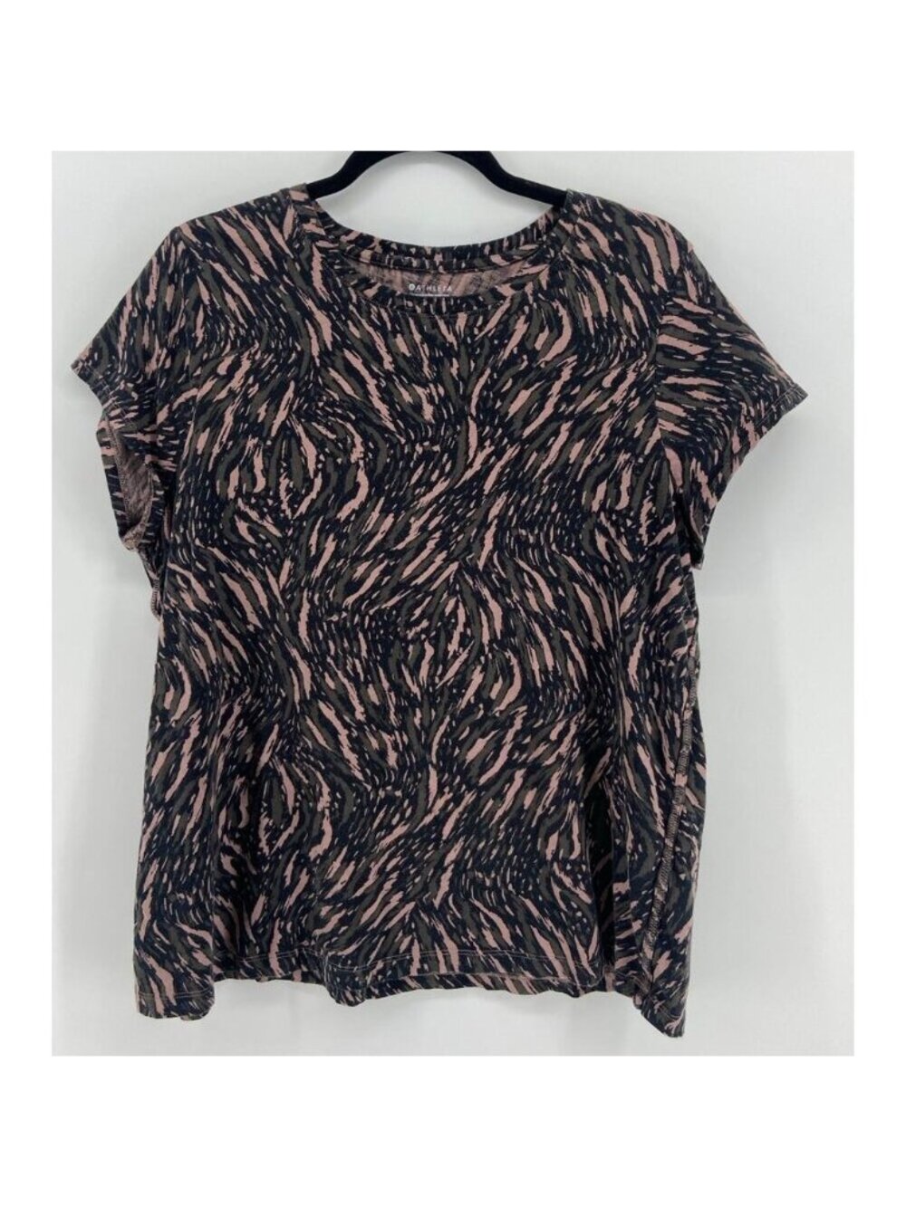 Athleta Earthy Camo Style Print T-Shirt Unique Novel Athleisure Wear